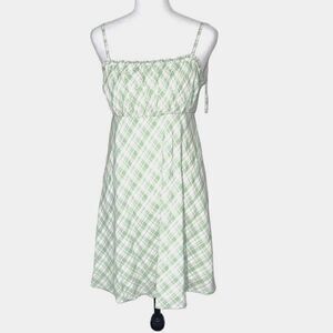 Hollister Womens Plaid Fit & Flare Dress Mini Spaghetti‎ Strap Lined Green Small